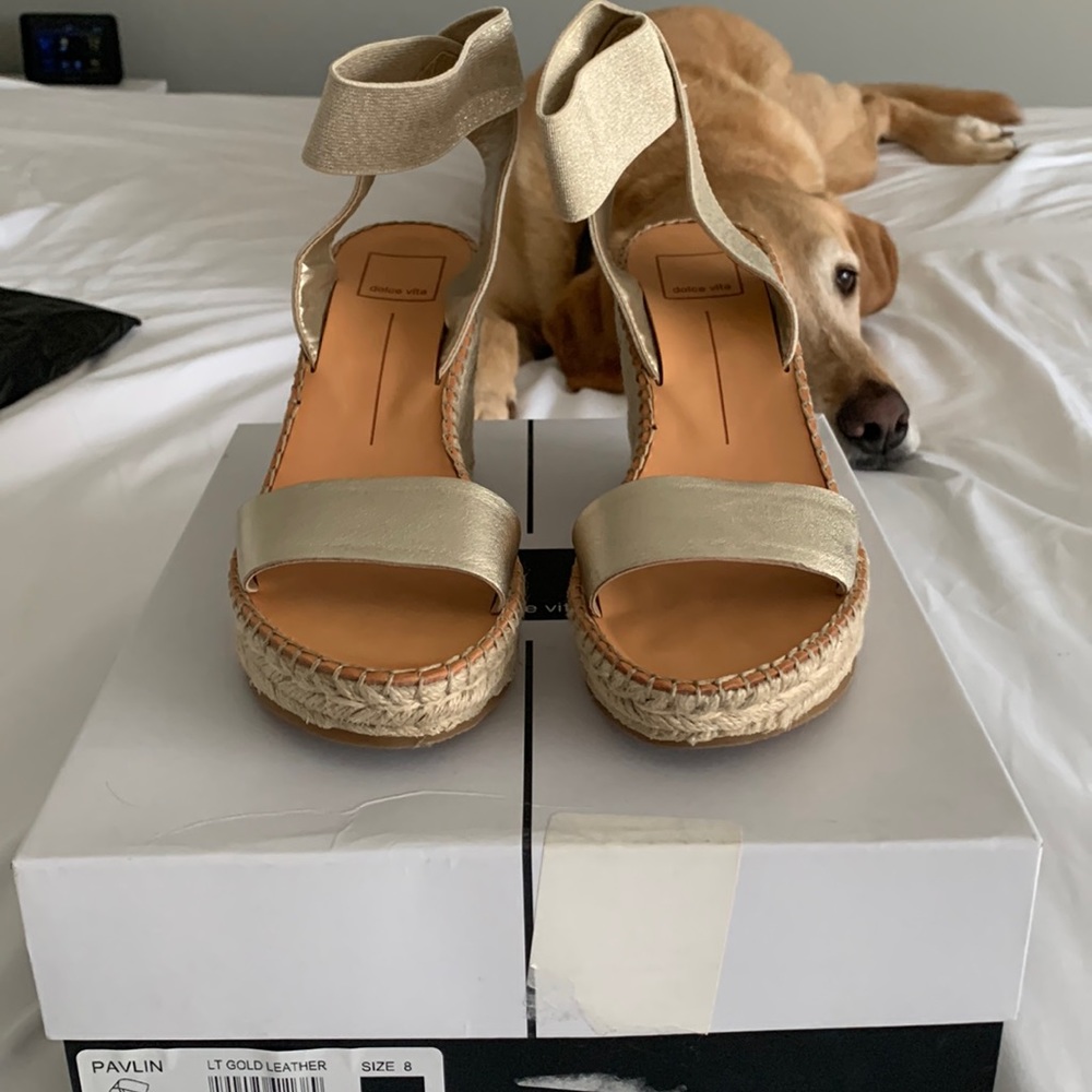 Gold dolce vita wedges